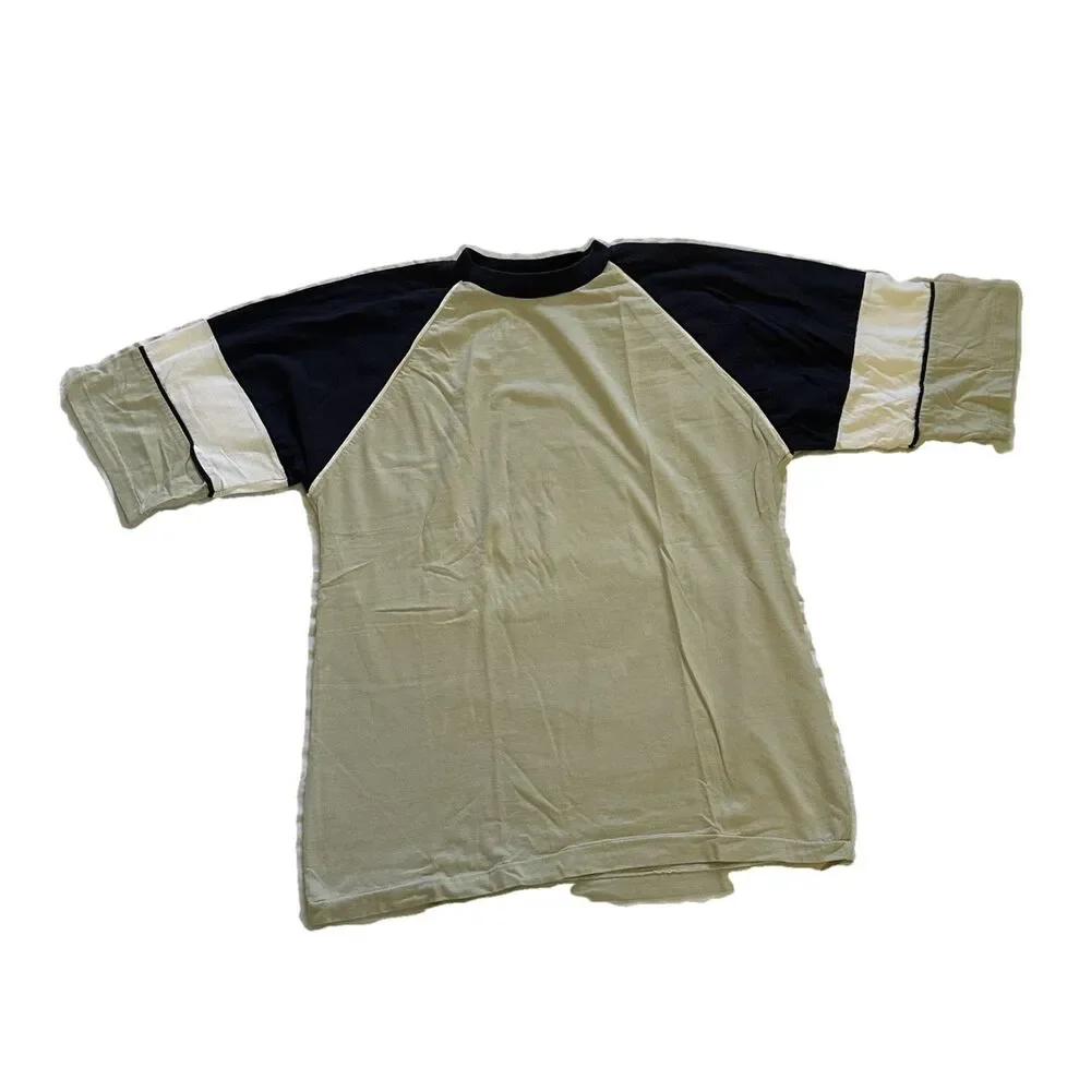 Y2K Beige & Black Color-Block Tee XL